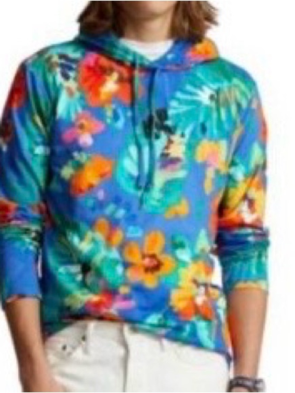 Polo Ralph Lauren Tropical Print Hooded Tee Size Medium